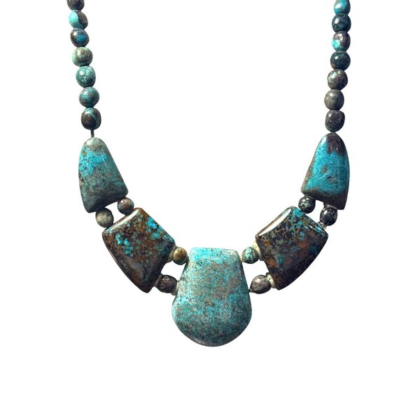 Jay King DTR Turquoise Chunky Statement Necklace Sterling Silver China Boho Art - Picture 2 of 16